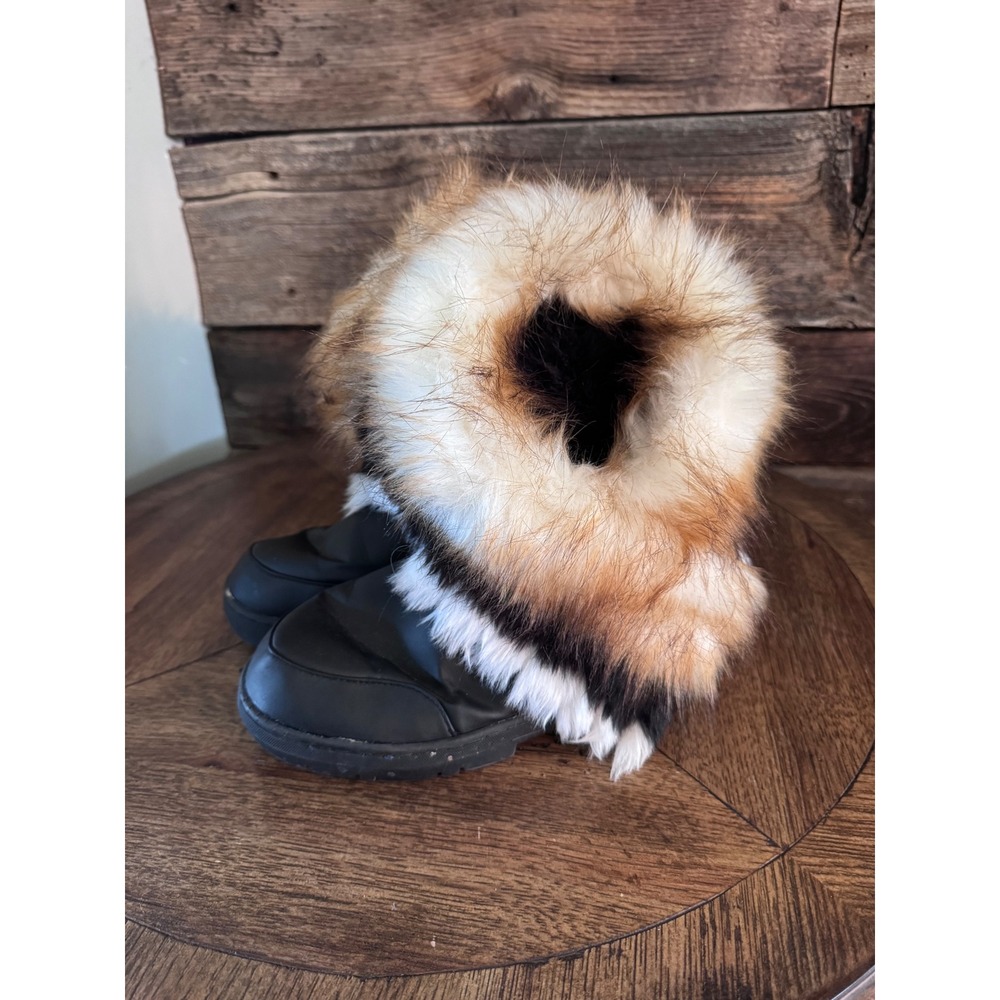 Holly Faux Fur Snow Boots Womens 8 Black Multi Winter Après Ski Flat Boot